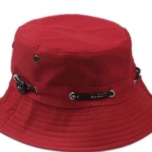 Red bucket hat